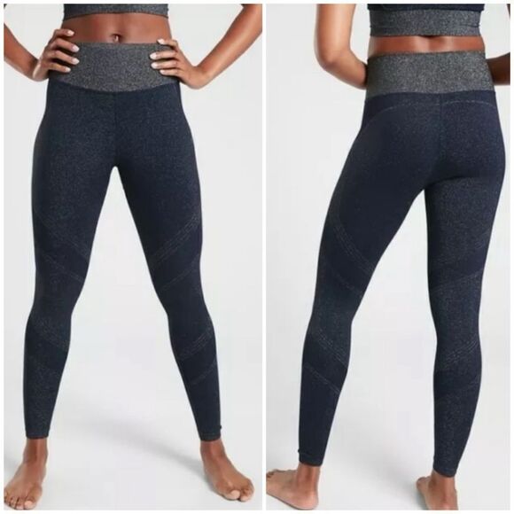 NWT Athleta Sparkly Glitter Compression Fabric Tights Leggings Pants Size M - Picture 1 of 9